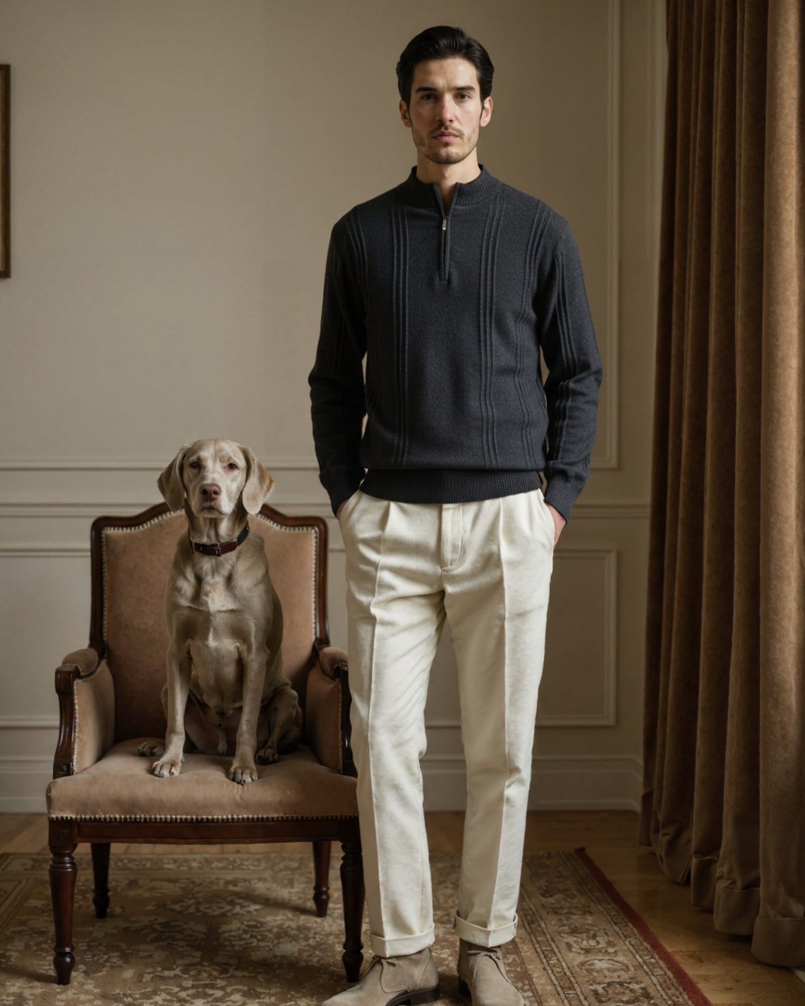 100% Cashmere Ribbed Half Zip - Areistore