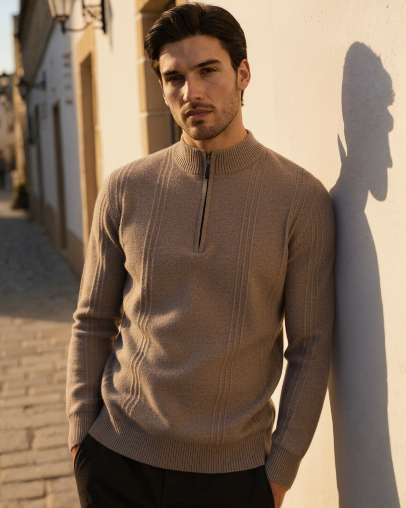 100% Cashmere Ribbed Half Zip - Areistore