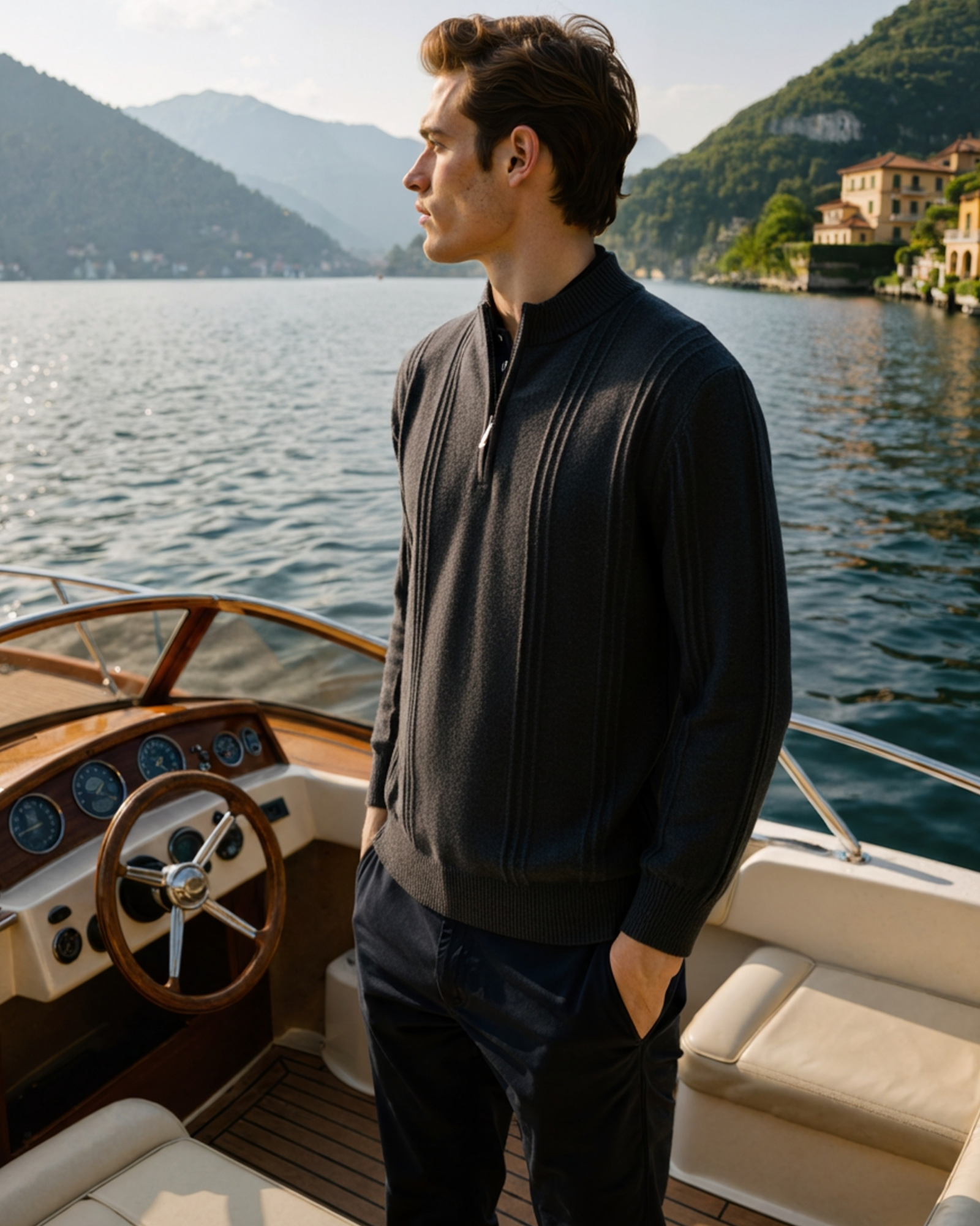 100% Cashmere Ribbed Half Zip - Areistore