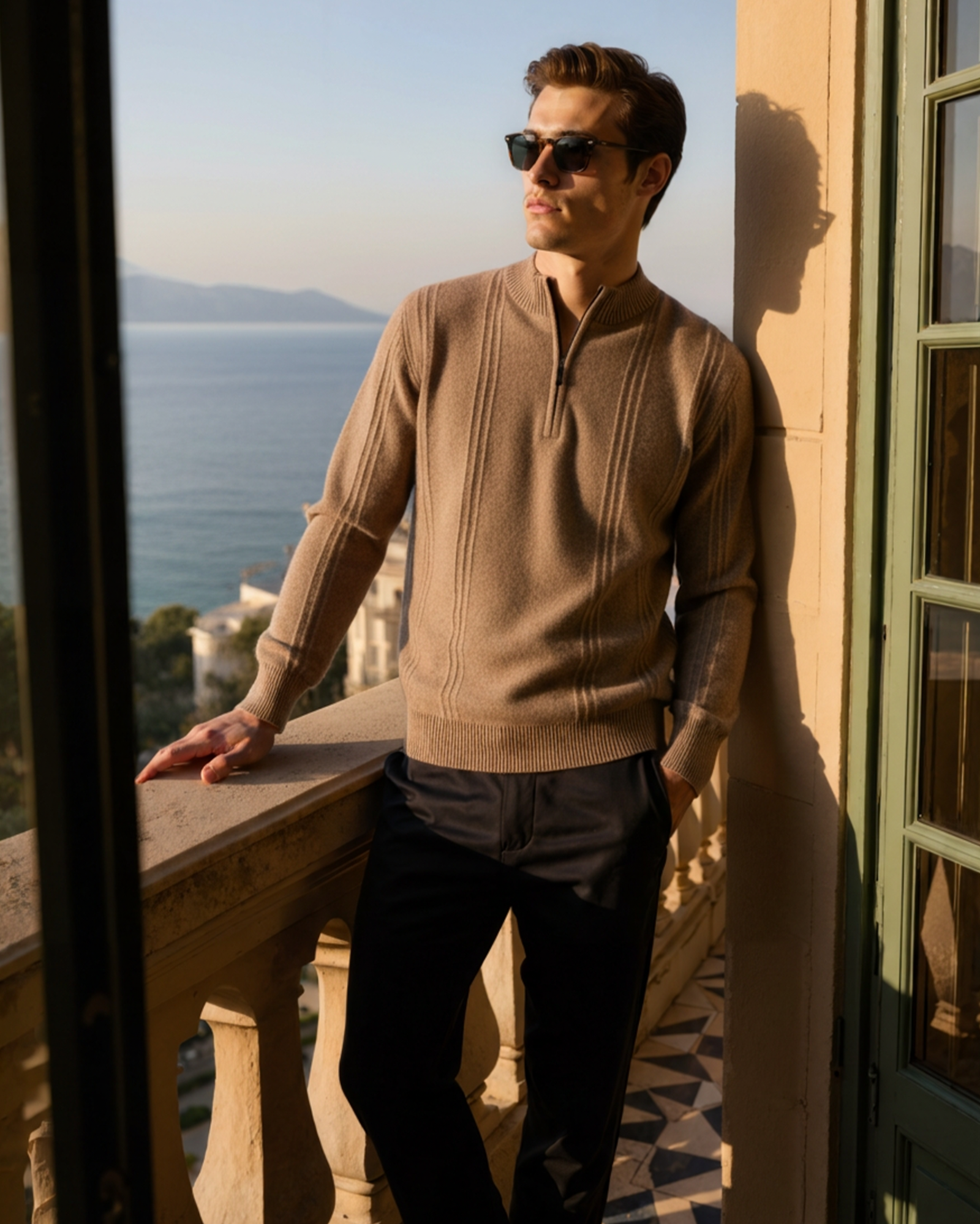 100% Cashmere Ribbed Half Zip - Areistore