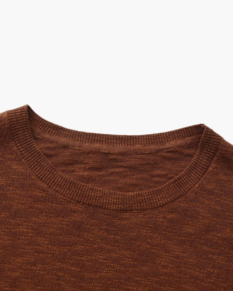 Linen Cotton Essential Crewneck - Areistore