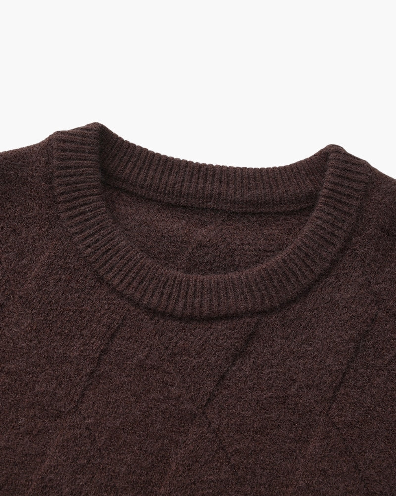Diamond Knit Crewneck Sweater - Areistore