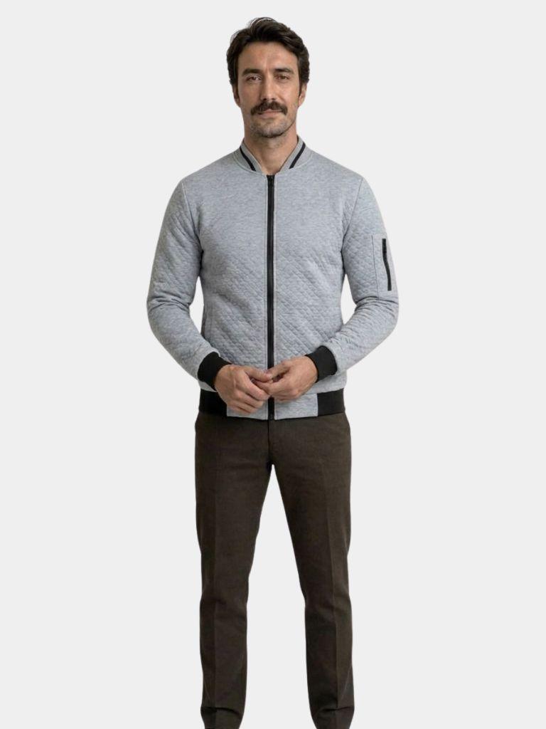 Textured Casual Bomber Jacket - Areistore