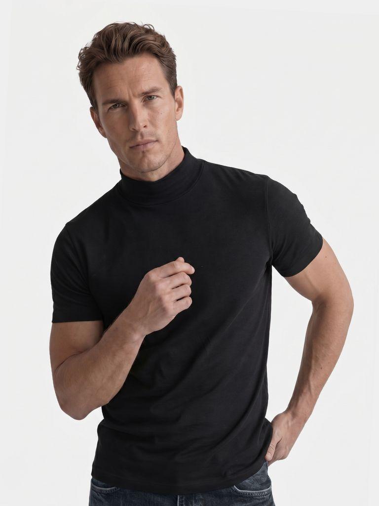 Solid Casual Turtle Neck T-Shirt - Areistore