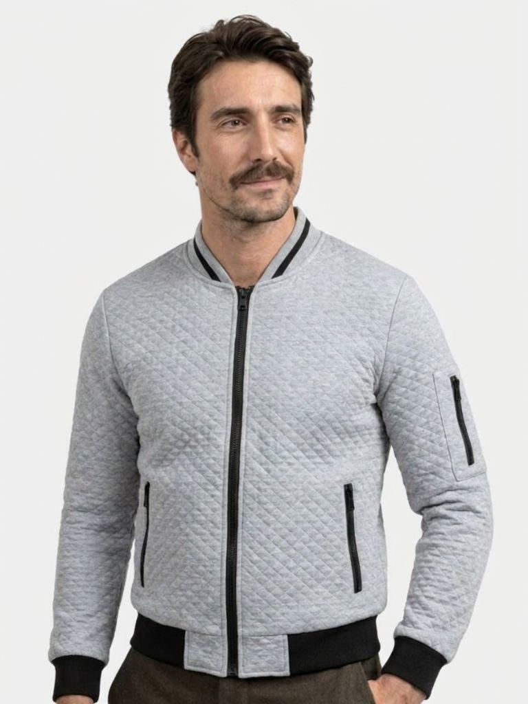 Textured Casual Bomber Jacket - Areistore