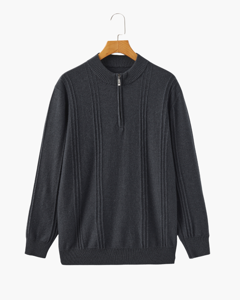 100% Cashmere Ribbed Half Zip - Areistore