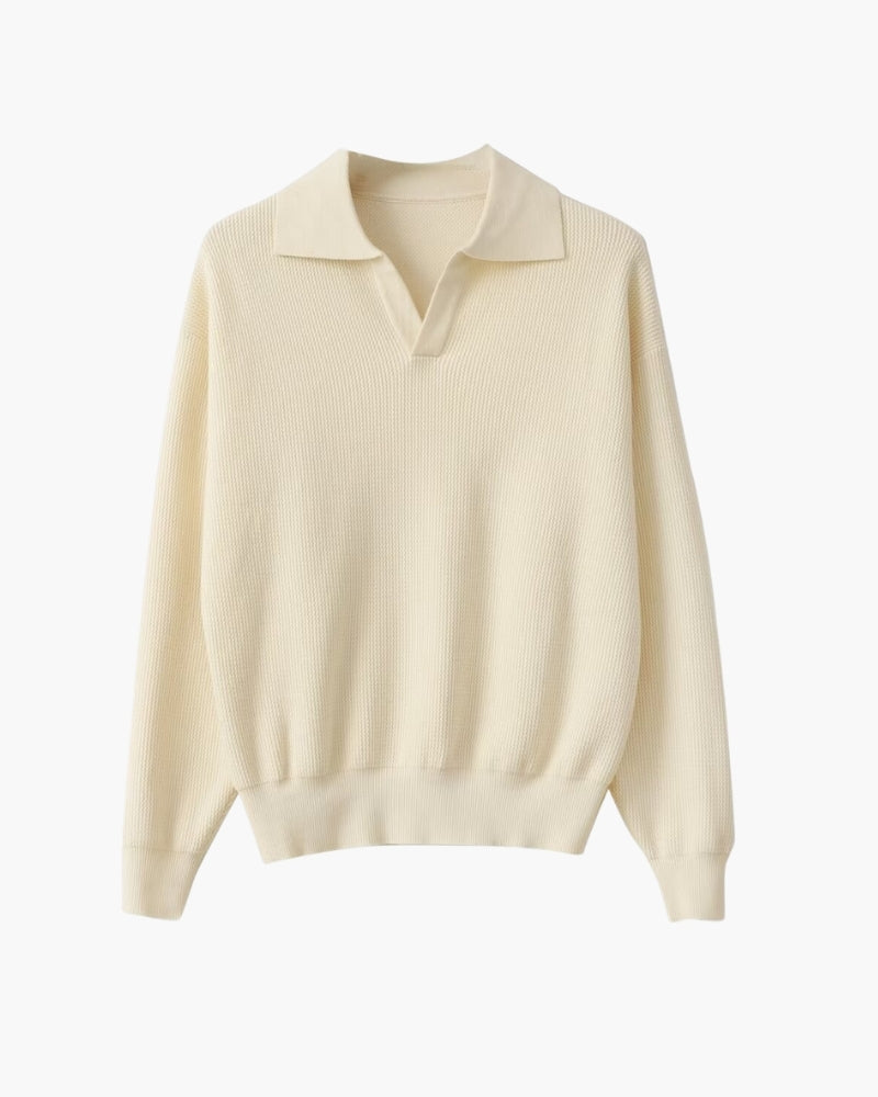 Textured Knit Polo Sweater - Areistore