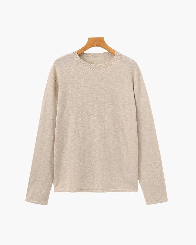 Linen Cotton Essential Crewneck - Areistore