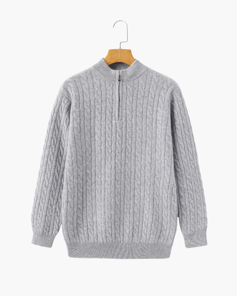 100% Cashmere Woven Half Zip - Areistore