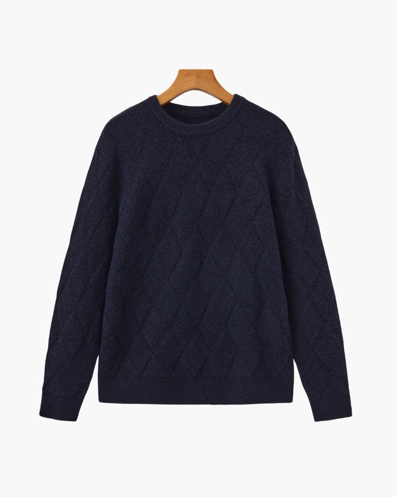 Diamond Knit Crewneck Sweater - Areistore