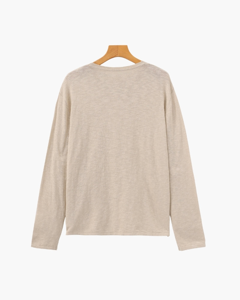 Linen Cotton Essential Crewneck - Areistore