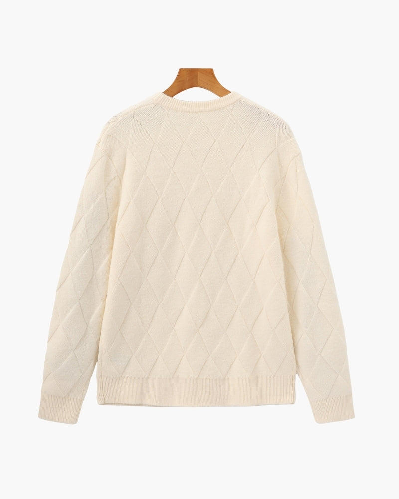 Diamond Knit Crewneck Sweater - Areistore