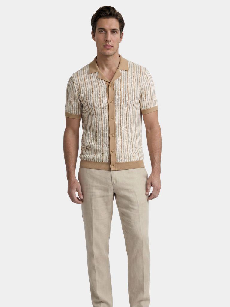Striped Knit Polo Shirt - Areistore