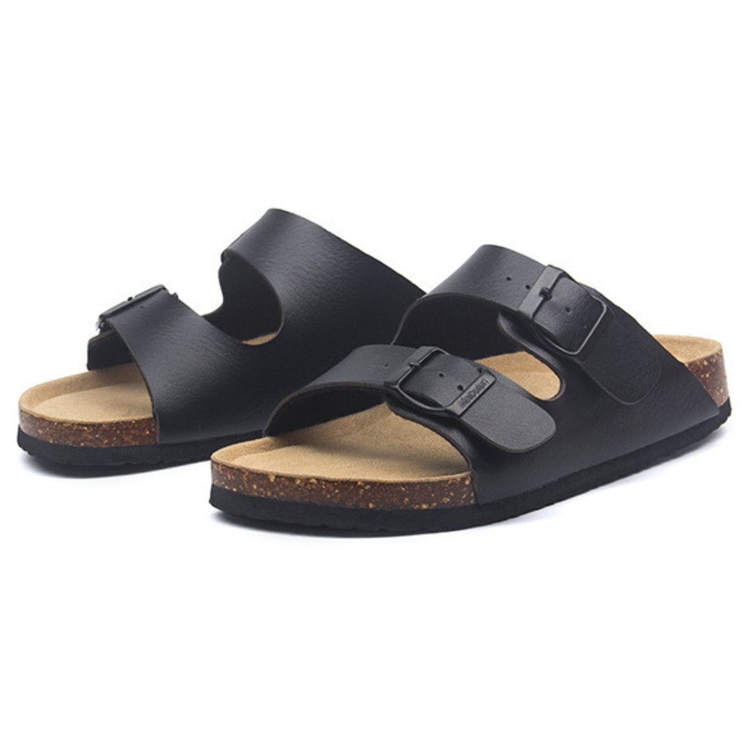 Leather Birken Sandal - Black | Areistore