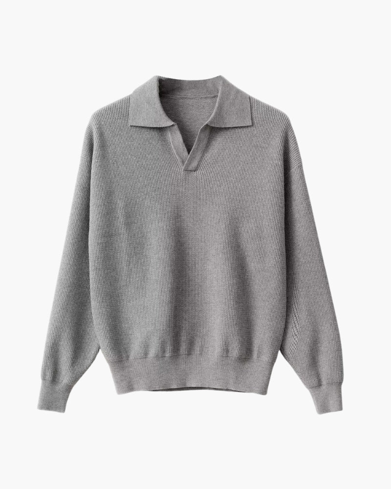 Textured Knit Polo Sweater - Areistore