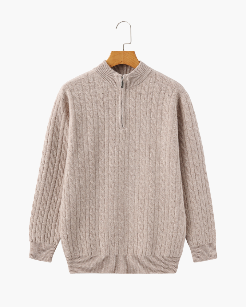 100% Cashmere Woven Half Zip - Areistore