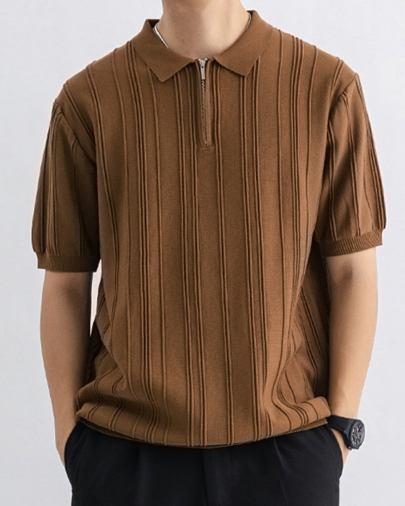 Signature Zip-Up Polo - Areistore
