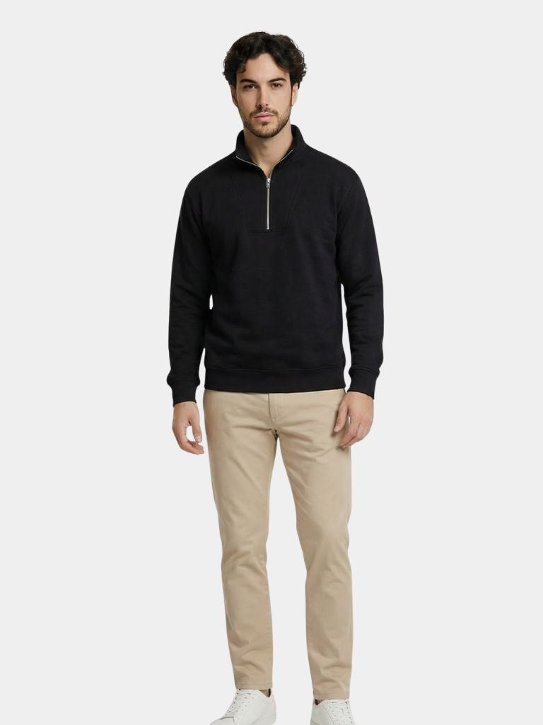Zip Black Lapel Sports Sweatshirt - Areistore