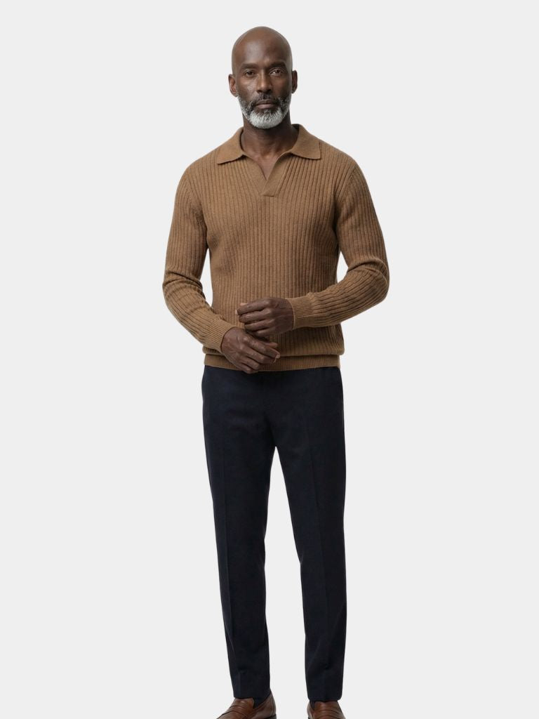 V-Neck Polo Pullover Ribbed - Areistore