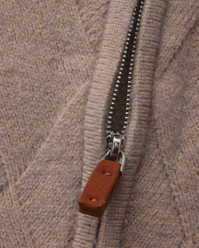 Heritage Diamond Knit Zip Cardigan - Areistore