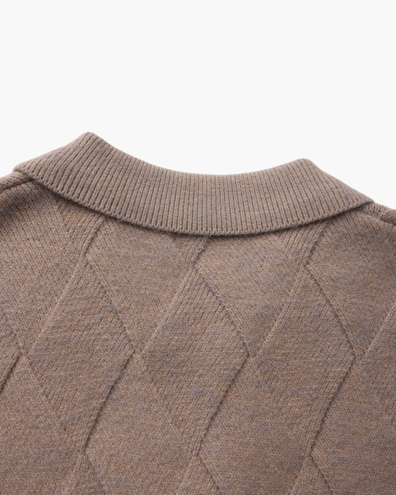 Heritage Diamond Knit Zip Cardigan - Areistore