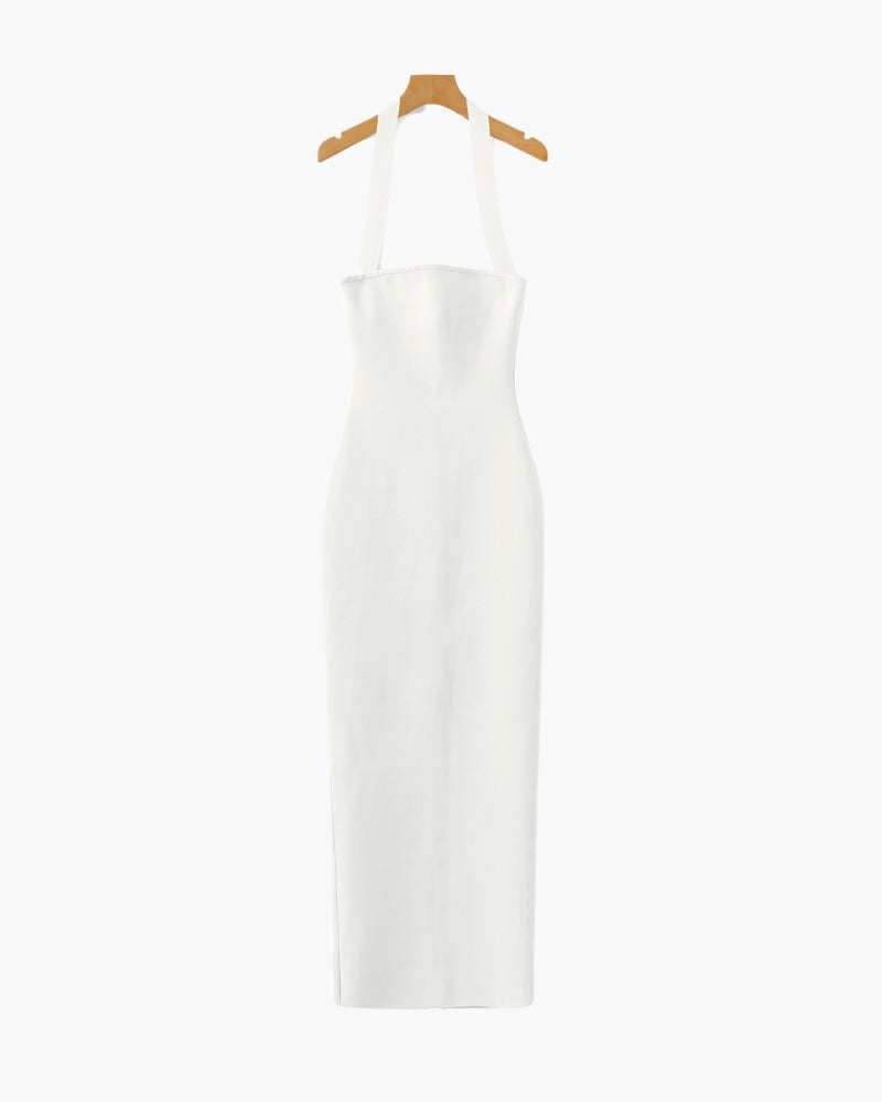 Halter Neck Slim Fit Maxi Dress - Areistore