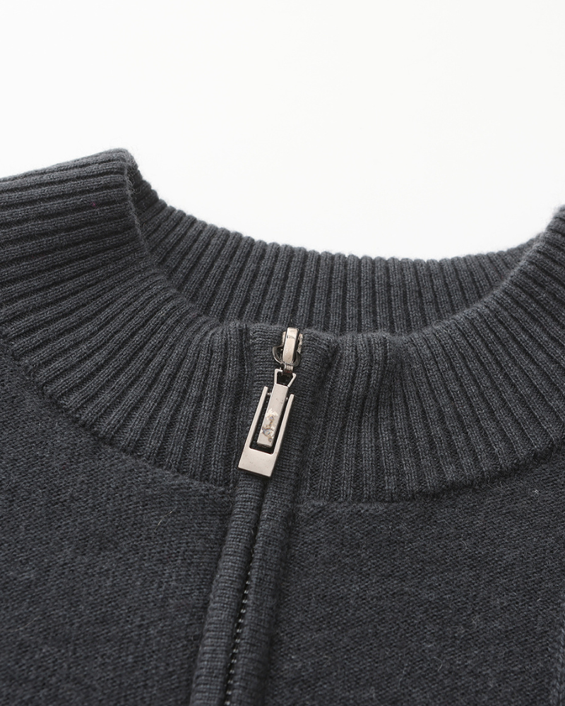 100% Cashmere Ribbed Half Zip - Areistore
