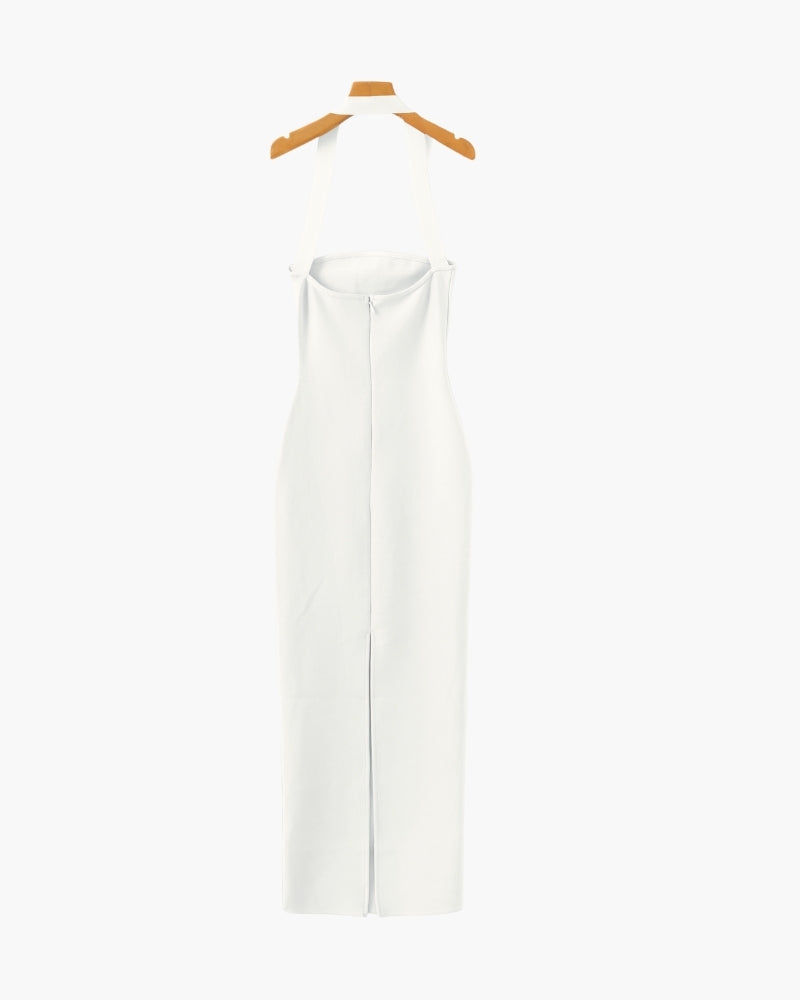 Halter Neck Slim Fit Maxi Dress - Areistore