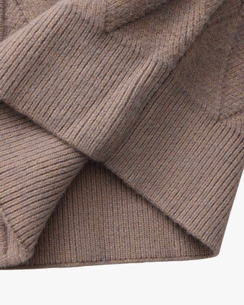 Heritage Diamond Knit Zip Cardigan - Areistore