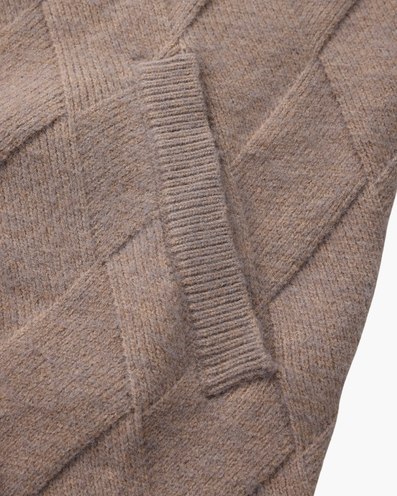 Heritage Diamond Knit Zip Cardigan - Areistore