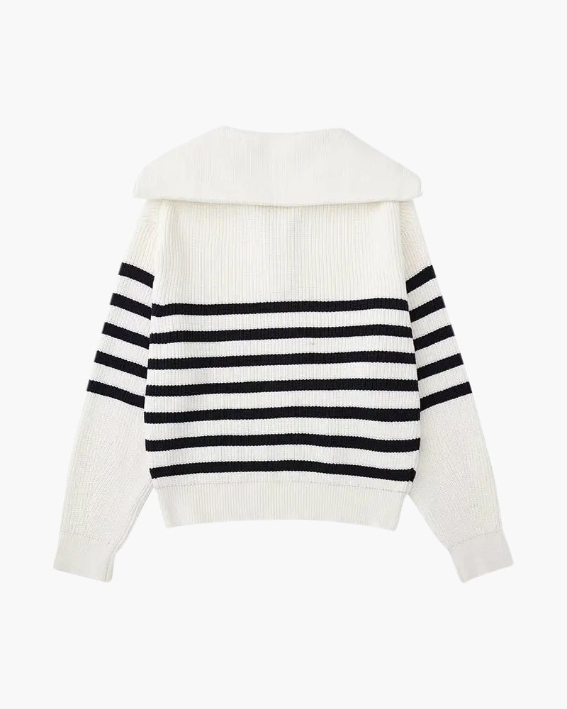 Striped Zip Up Sweater - Areistore