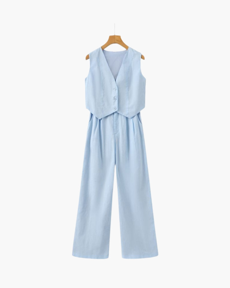 Classy Lady - Linen Two-piece Set - Areistore