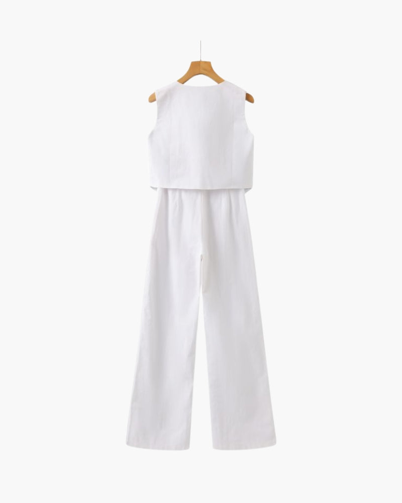 Classy Lady - Linen Two-piece Set - Areistore