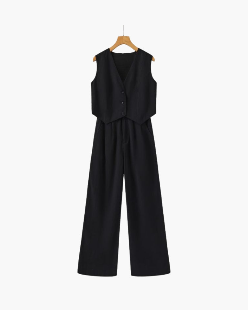 Classy Lady - Linen Two-piece Set - Areistore