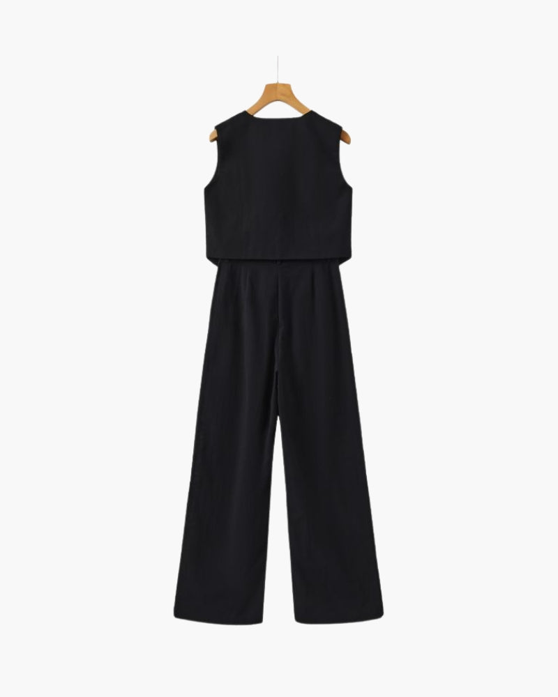 Classy Lady - Linen Two-piece Set - Areistore
