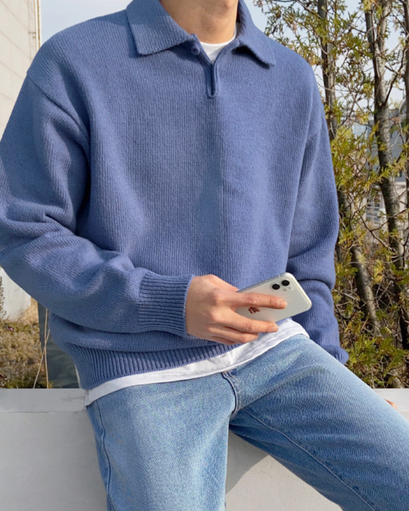 Woolen Button Half Zip - Areistore