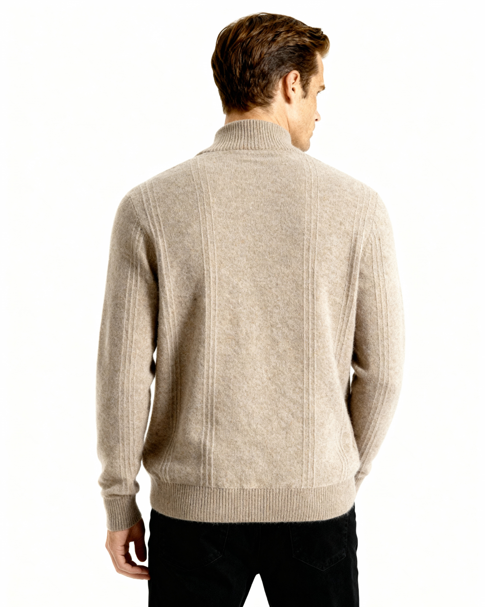 100% Cashmere Ribbed Half Zip - Areistore