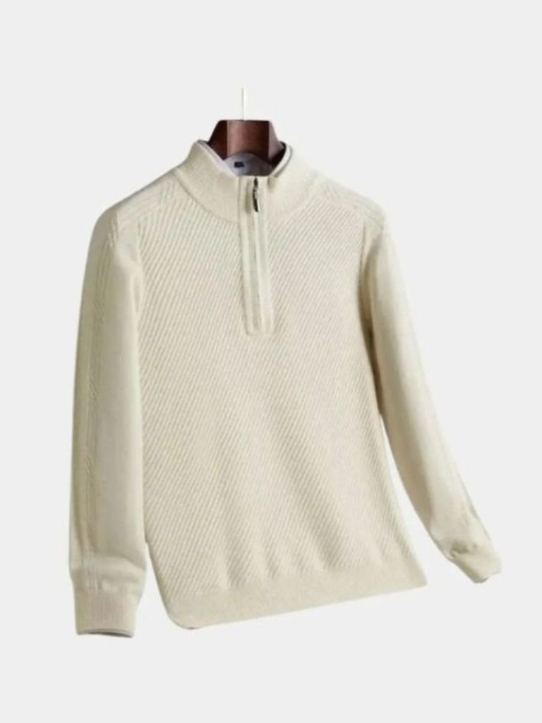 Stripe Quarter Zip Wool Sweater - Areistore