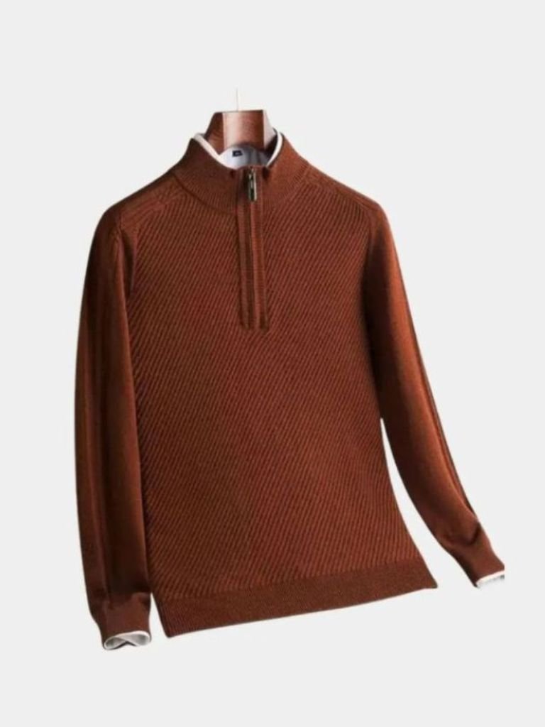Stripe Quarter Zip Wool Sweater - Areistore