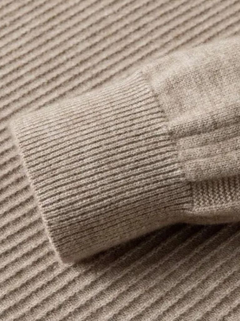 Stripe Quarter Zip Wool Sweater - Areistore