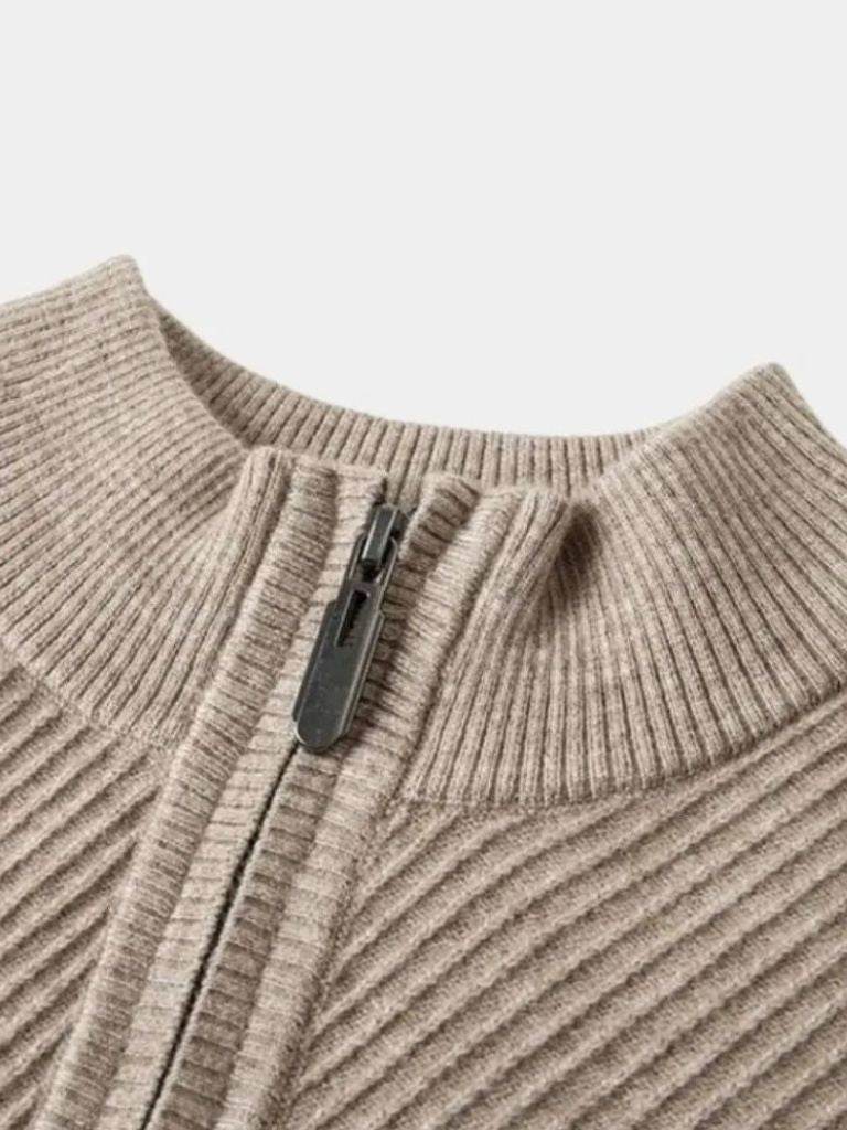 Stripe Quarter Zip Wool Sweater - Areistore
