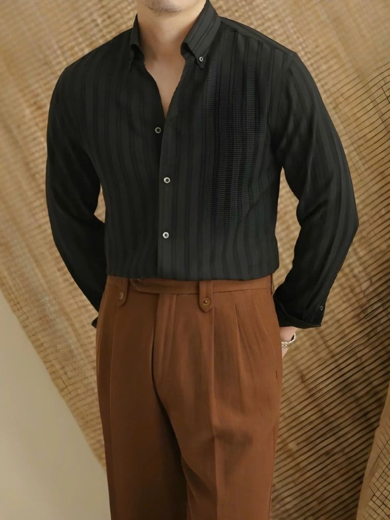 Striped Button Down Seersucker Shirt - Areistore