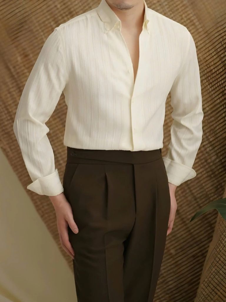 Striped Button Down Seersucker Shirt - Areistore