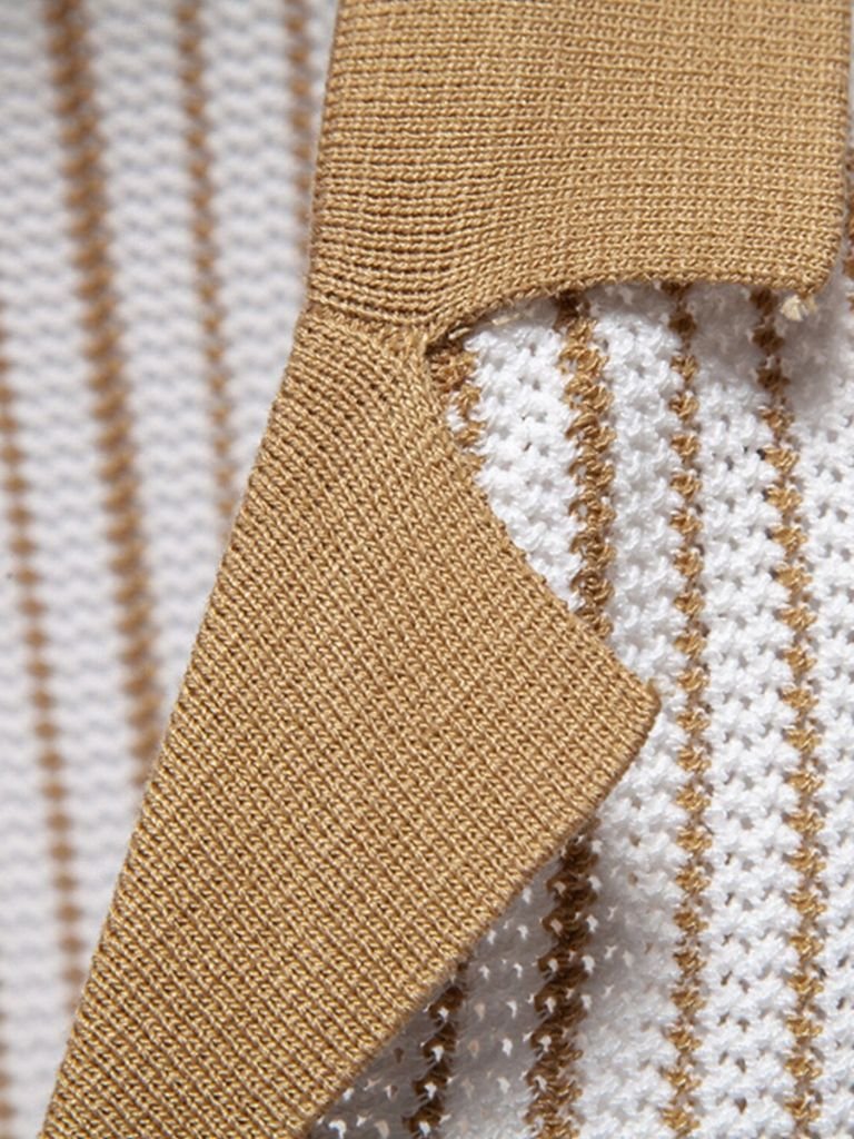 Striped Knit Polo Shirt - Areistore
