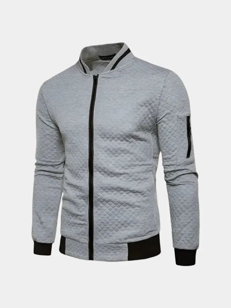 Textured Casual Bomber Jacket - Areistore