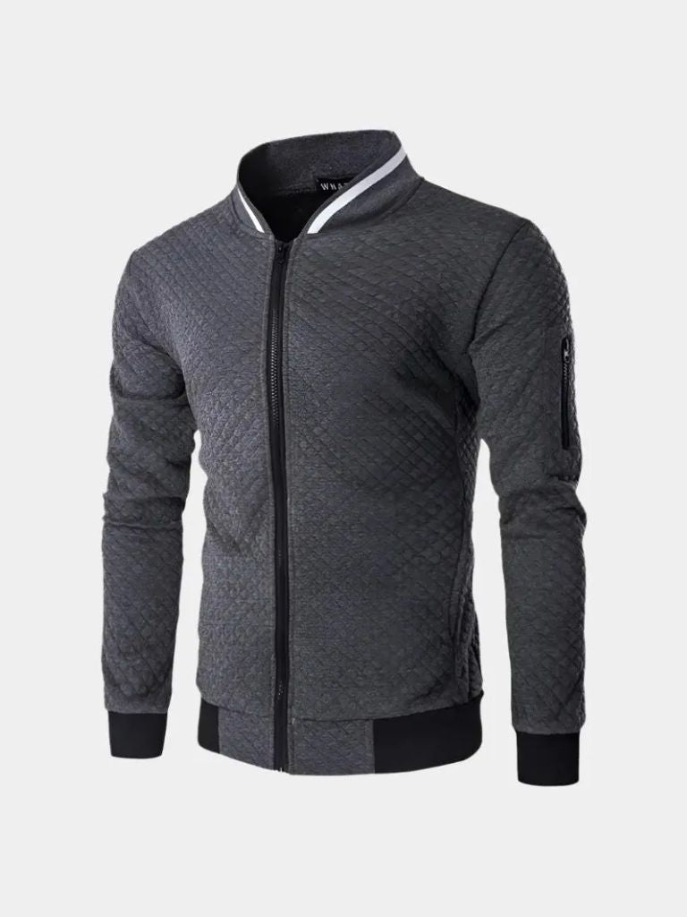 Textured Casual Bomber Jacket - Areistore