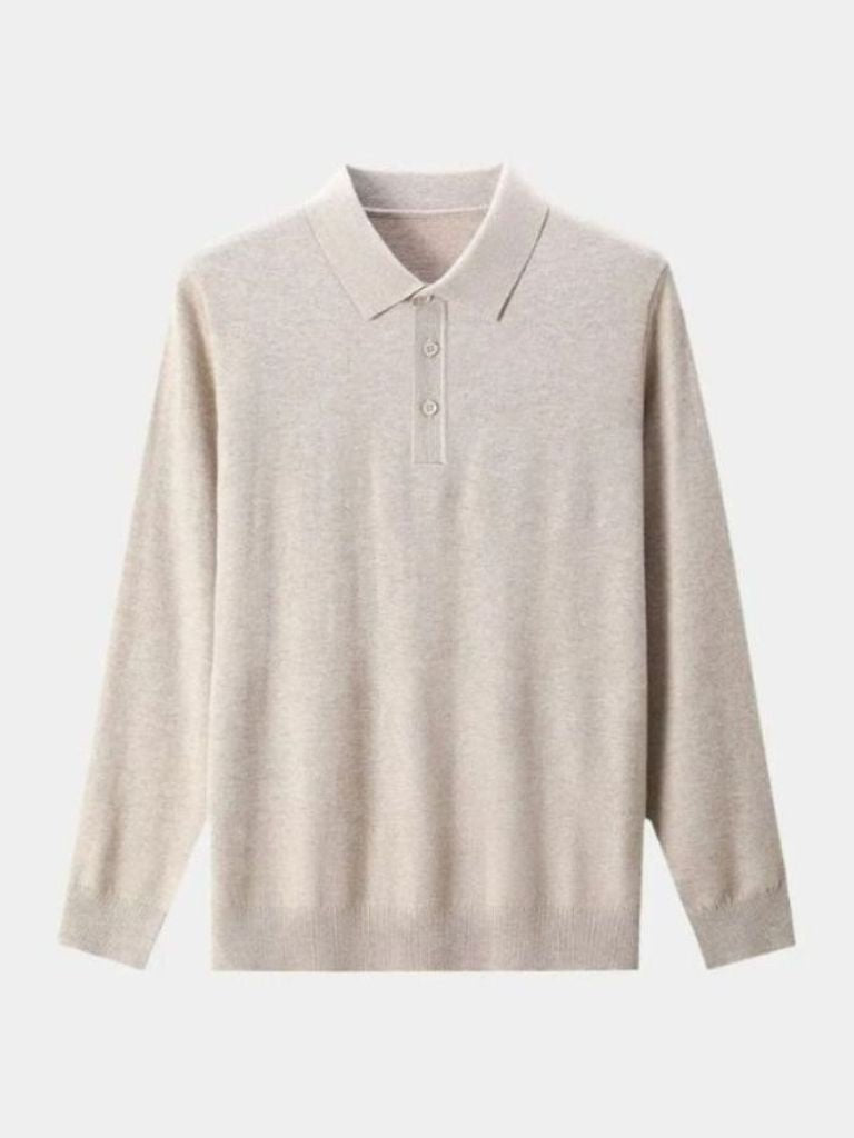 Wool Knit Button Up Polo Pullover - Areistore