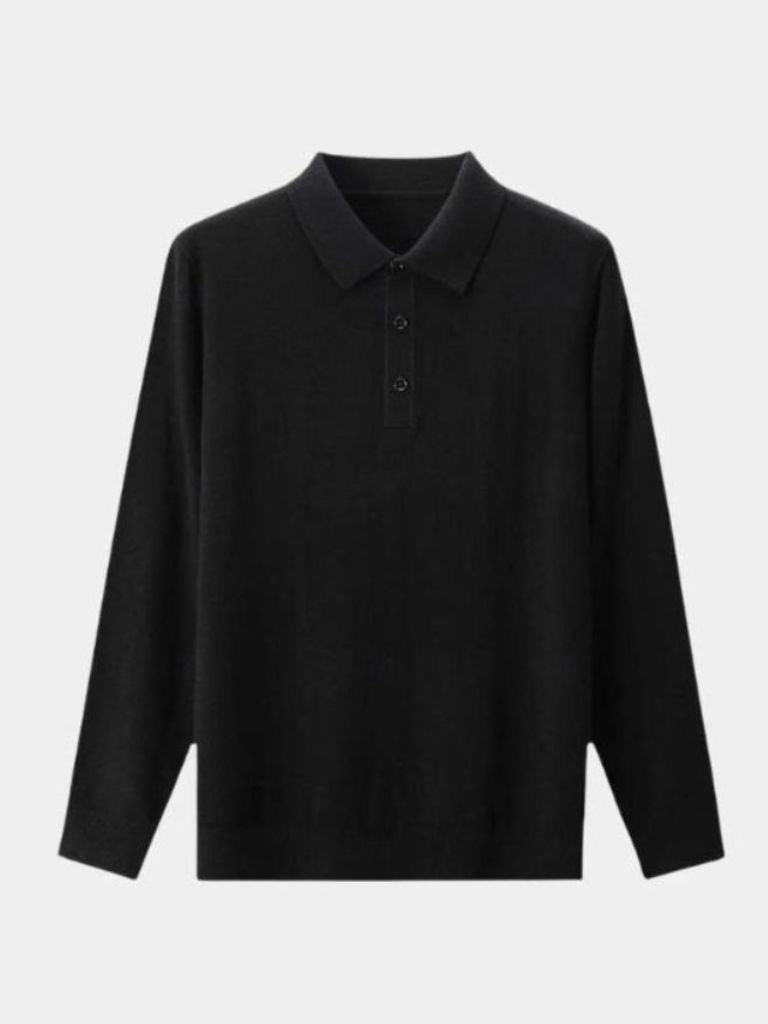 Wool Knit Button Up Polo Pullover - Areistore