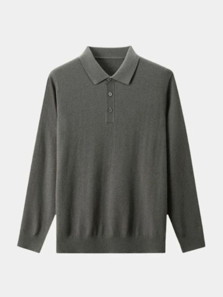 Wool Knit Button Up Polo Pullover - Areistore