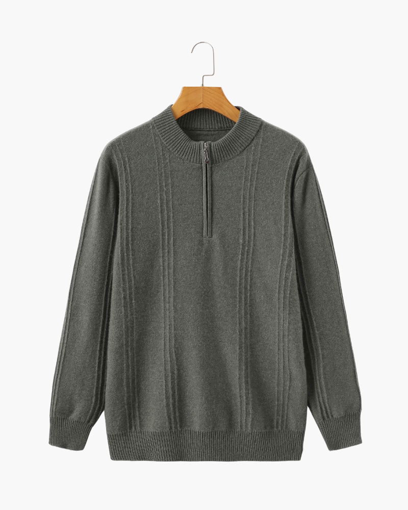 100% Cashmere Ribbed Half Zip - Areistore